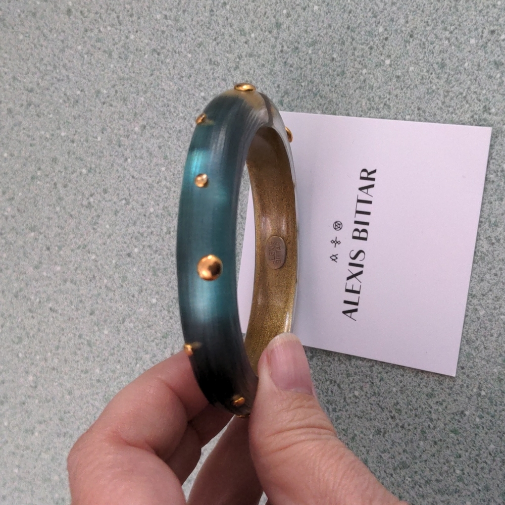 Alexis Bittar Aqua Green/Gold Lucite Bangle